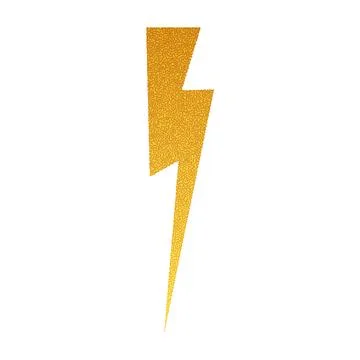 Lightning comic bolt with yellow grunge effect. Electric halftone sticker Stock Illustration