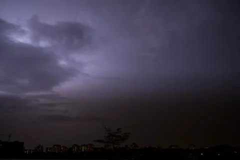 Lightning on a dark sky Stock Photos