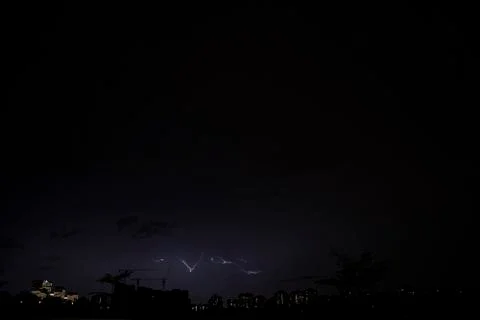 Lightning on a dark sky Stock Photos
