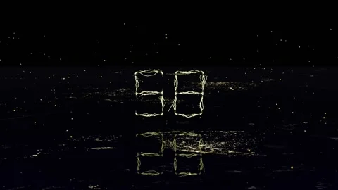 Lightning digital clock countdown on abstract cosmic background Stock Footage 135947297