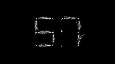 Lightning Digital Clock Countdown Stock Footage 130178842