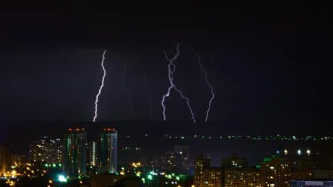 Lightning discharge Stock Photos