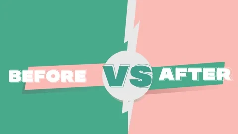 Lightning divides the screen, before and after captions appear. Animated foo Stock Footage 272485232