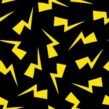 Lightning Doodle Seamless Pattern. Thunder or Storm Symbol. 80th, 90th Style Stock Illustration
