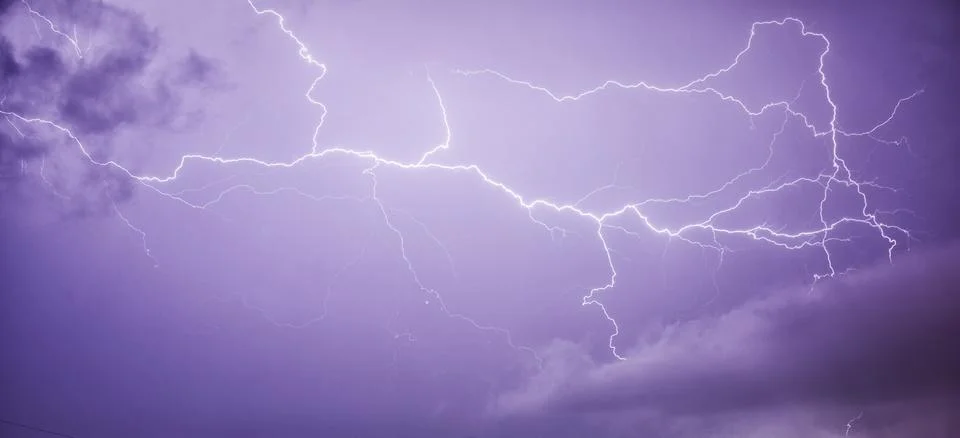 Lightning with dramatic clouds Stock Photos
