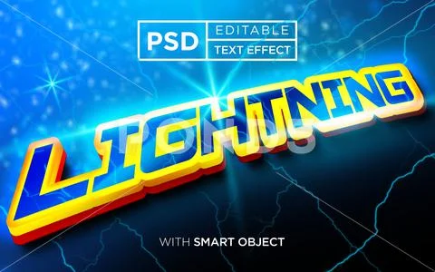 LIGHTNING editable TEXT EFFECT mockup PSD Template