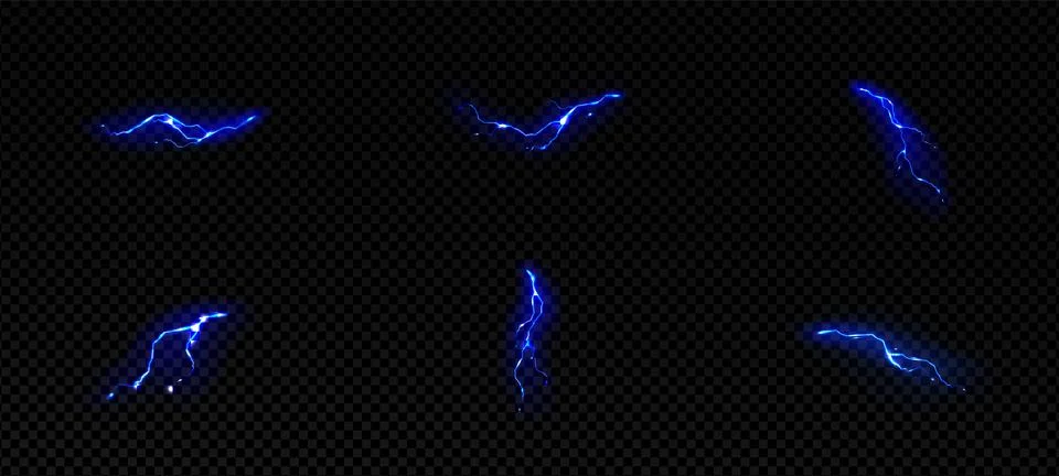 Lightning effect blue small thunderstorm strikes Stock Illustration