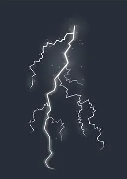 Lightning effect, natural strength symbol. Zipper, thunderstorm rays and Stock Illustration