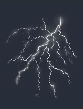 Lightning effect, natural strength symbol. Zipper, thunderstorm rays and Stock Illustration