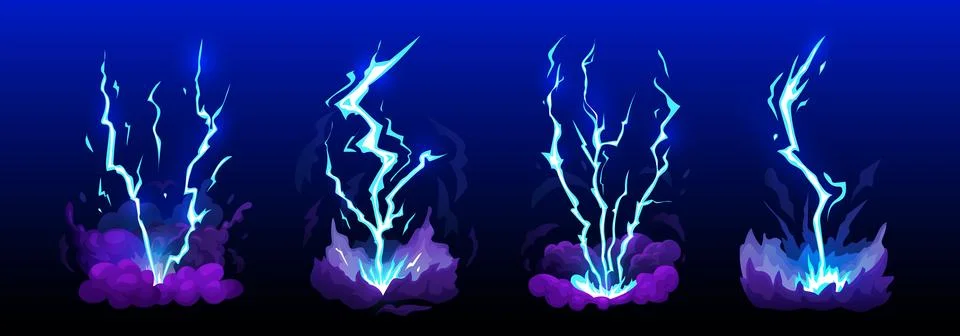 Lightning effect. Thunder light sparks hit, strike, attack electric energy flash Stock Illustration