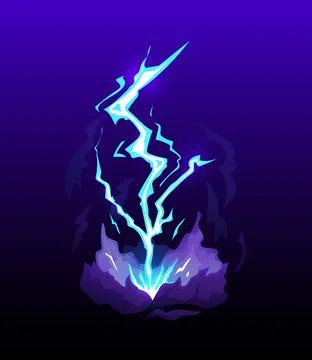 Lightning effect. Thunderbolt strikes ground. Thunderstorm glow. Electricity Stock Illustration