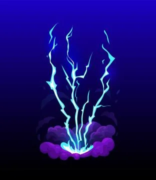 Lightning effect. Thunderbolt strikes ground. Thunderstorm glow. Electricity Stock Illustration