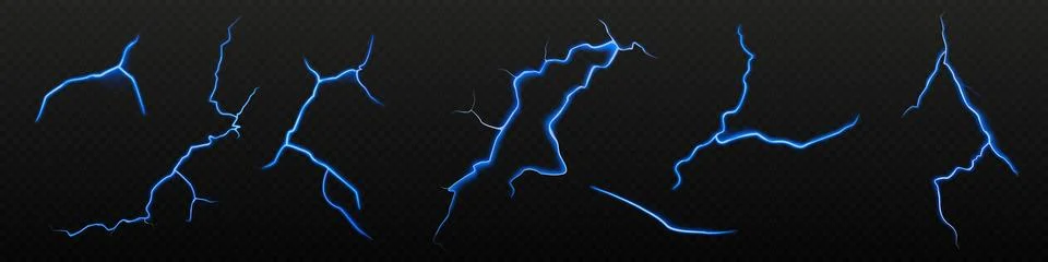 Lightning electric effect, light thunder vector Stock Illustration