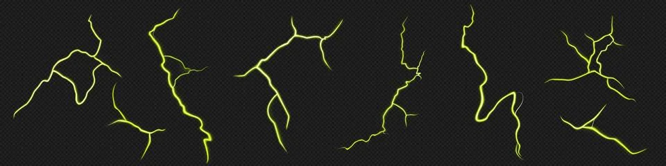 Lightning electric effect, light thunder vector Stock Illustration