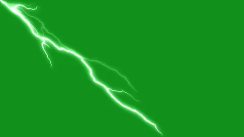 Lightning energy rays motion graphics with green screen background Video stock 344835175