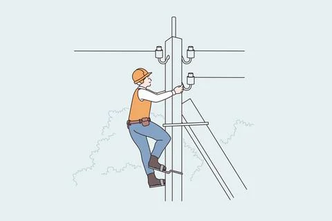 Lightning equipment and workers concept 库存插图