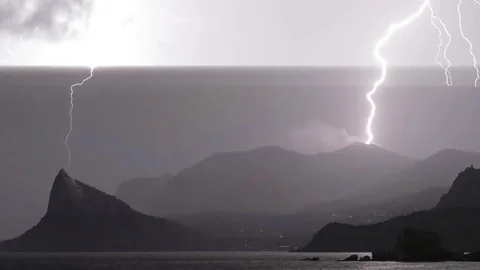 Lightning In The Evening Storm Sky Stock Footage 79410365