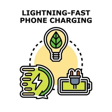 Lightning fast phone charging concept with green energy Stock Illustration