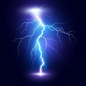 Lightning flash bolt or thunderbolt. Blue lightning or magic power blast stor Stock Illustration