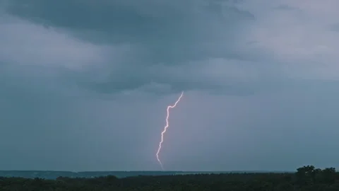 Lightning Flash in Dark Heavy Clouds Stock Footage 246619498