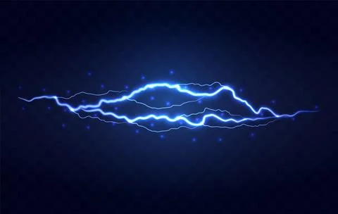 Lightning flash effect. Realistic electric lightning, Illustrazione stock