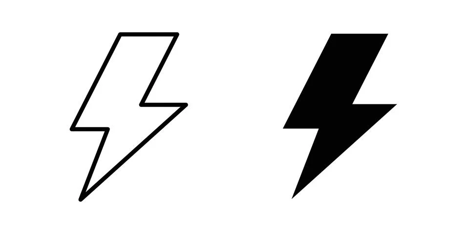 Lightning Flash icon logo. Outline style icons with flat versions Stock Illustration