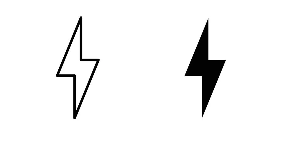 Lightning Flash icon thin line and clipart style vector set Stock Illustration