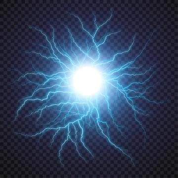 Lightning flash light thunder spark on transparent background Stock Illustration