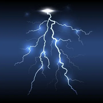 Lightning flash strike, dark background Stock Illustration