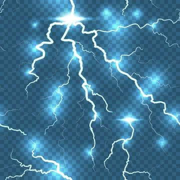 Lightning flash strike seamless, transparent background Stock Illustration