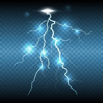 Lightning flash strike, transparent background Stock Illustration