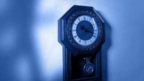 Lightning Flashes On Antique Wall Clock Stock Footage 304391717
