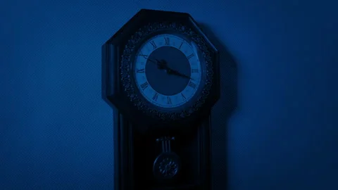 Lightning Flashes On Old Wall Clock Stock Footage 271192268