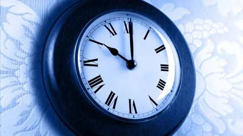 Lightning Flashes On Old Wall Clock Stock Footage 303842320