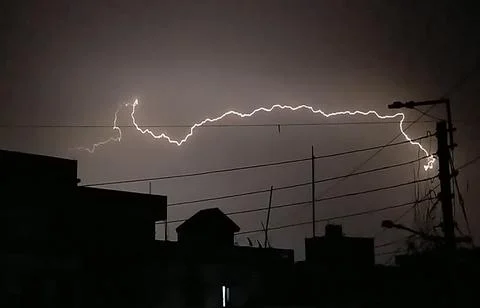 Lightning is flashing in the sky Foto stock