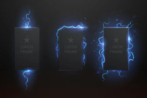 Lightning frame set on black background Stock-Illustration