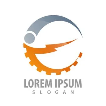 Lightning gear logo concept design. Symbol graphic template element vector Stock Illustration