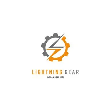 Lightning Gear Vector Logo Design Template, Gear and Lightning Design Logo .. イラスト素材