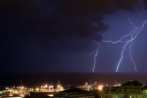 Lightning in Genova Stock Photos