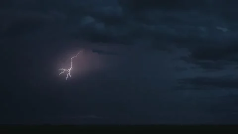 Lightning Gently and Peacefully Flickers Below a Dark Storm Cloud. Stock Footage 233067378