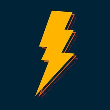 Lightning glossy bolt icon on black. Illustration Stock Illustration