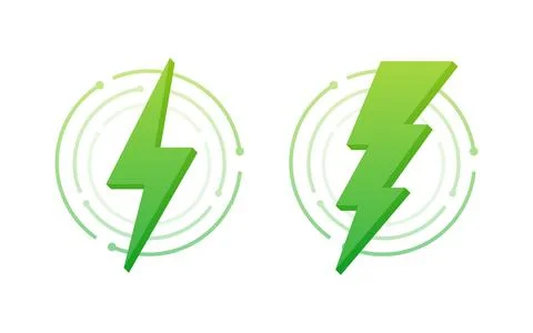 Lightning green bolt. Thunder bolt, lighting strike expertise. Vector Stock Illustration