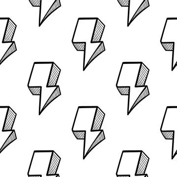 Lightning hand drawn seamless pattern 2 Stock Illustration