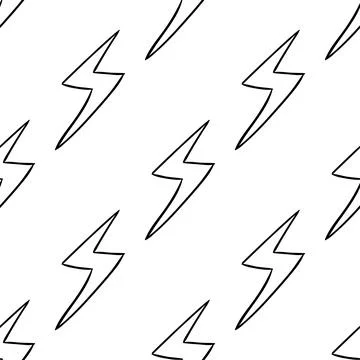 Lightning hand drawn sketch. Seamless pattern Stock Illustration