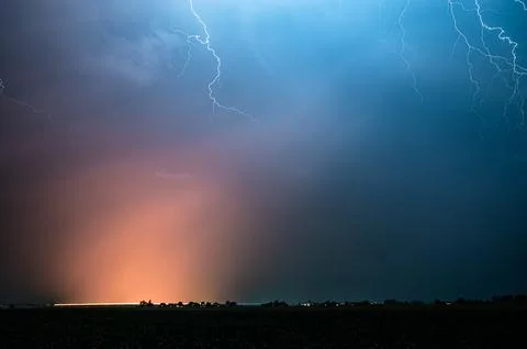 Lightning high up in the sky Foto stock