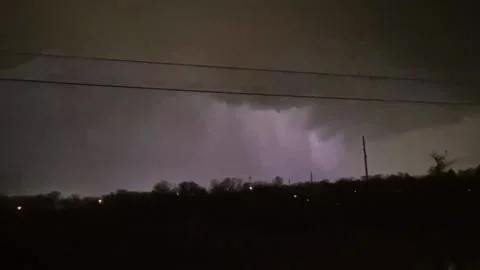 Lightning Highlights Large Missouri Tornado, Arnold, Missouri, USA - 14 Mar 2025 Stock Footage 304436808