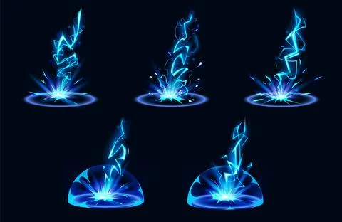 Lightning hit ground or floor with burst effect イラスト素材