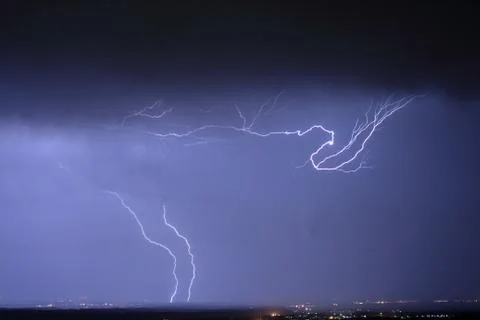 Lightning on the horizon Foto stock