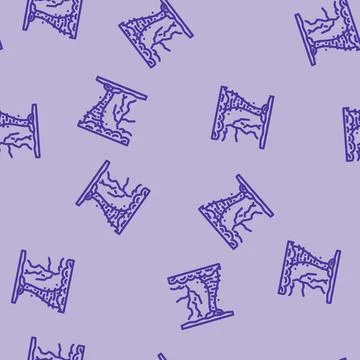 Lightning hurricane disaster line vector seamless pattern Stock Illustration