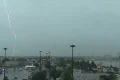 Lightning-Hurricane Earl-C130 plane takesoff thunderstorm lightning w audio Footage